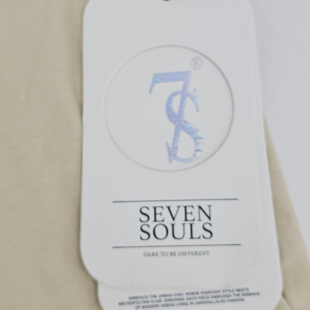 NEW Seven Souls Savage Balanced Chaos Beige Graphic Tee T-Shirt Size M 4062 - Picture 9 of 12